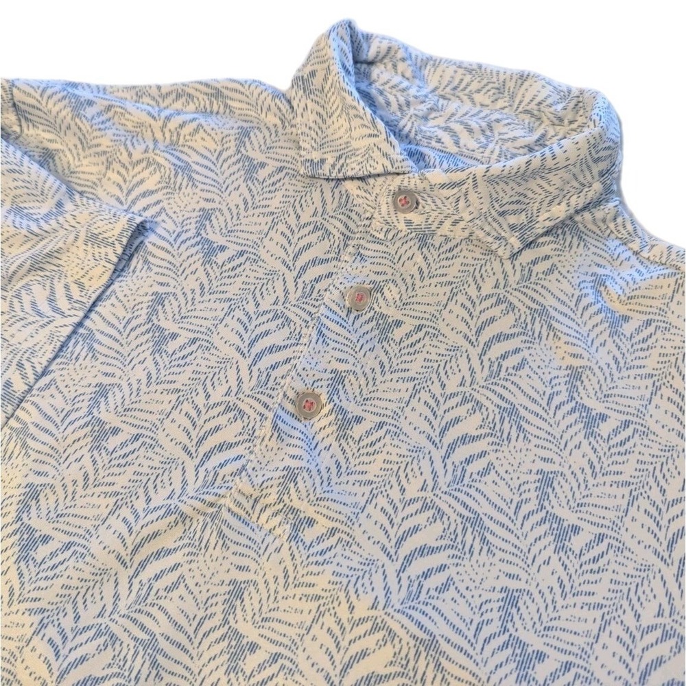 TailorByrd Men's M Performance Golf Polo Shirt Short Sleeve‎ Fern White Blue